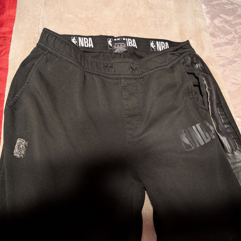 NBA Jogger Sweat Pants Mens L Black White Elastic Waist